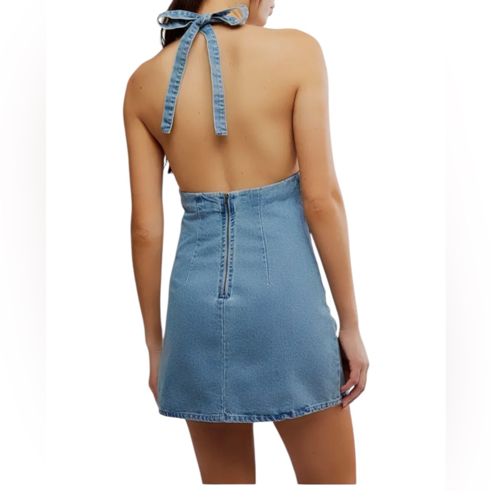 Free People Blue Halter Mini Dress NWT